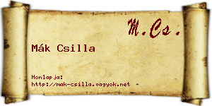 Mák Csilla névjegykártya